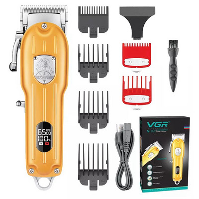 Barber Full Metal Professional Hair Clipper for Men Cordless Electric Hair Trimmer Beard Επαναφορτιζόμενη μηχανή κοπής μαλλιών