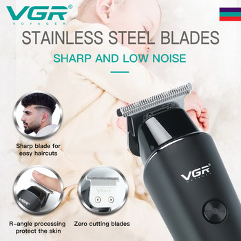 VGR Машина за подстригване Професионална машинка за подстригване Тример за брада Barber USB акумулаторна електрическа безжична тримерка за мъже V-933