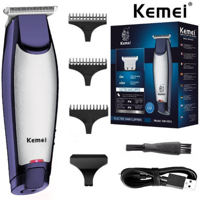 Kemei 3-ühes professionaalne juukselõikur, laetav 0 mm kiilaspeaga juukselõikur Barberi juukselõikusmasin USB-kaabliga KM-5021