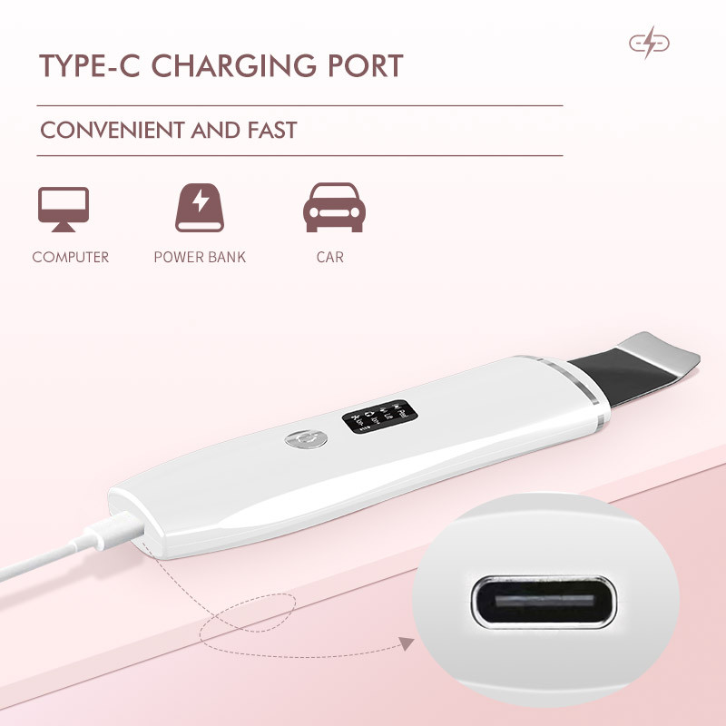 EMS ultrahangos bőrradír vibrációs arc spatula peeling lapát ion akne mitesszer eltávolító tiszta kavitációs arcmasszírozó