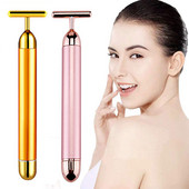 2 db 24k Gold Face Lift Bar Roller vibrációs karcsúsító masszírozó arcápoló bot arcszépség bőrápoló T alakú vibráló eszköz