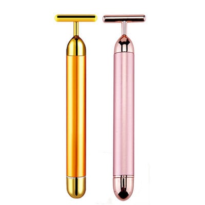 2 db 24k Gold Face Lift Bar Roller vibrációs karcsúsító masszírozó arcápoló bot arcszépség bőrápoló T alakú vibráló eszköz
