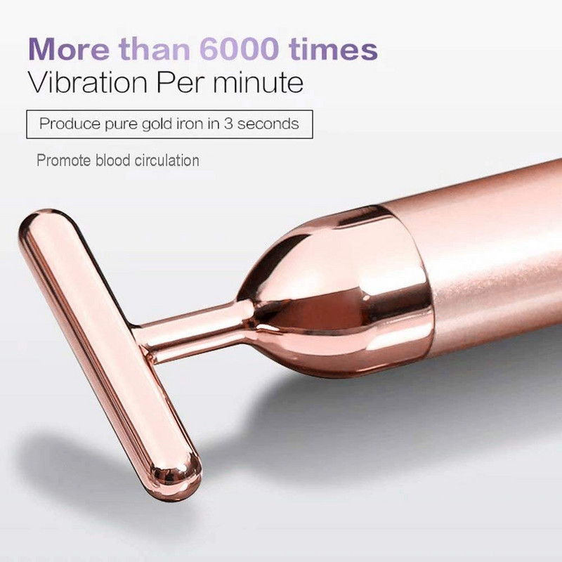 2 db 24k Gold Face Lift Bar Roller vibrációs karcsúsító masszírozó arcápoló bot arcszépség bőrápoló T alakú vibráló eszköz