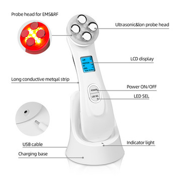 Ραδιοσυχνότητες Facial Lifting Beauty Instrument Mesotherapy 5 σε 1 EMS LED Photon Microcurrent Beauty Anti-aging Facial Massager