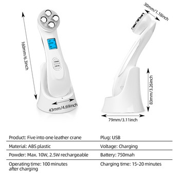 Ραδιοσυχνότητες Facial Lifting Beauty Instrument Mesotherapy 5 σε 1 EMS LED Photon Microcurrent Beauty Anti-aging Facial Massager