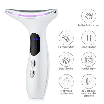 Heat EMS Face Neck Massager ION LED Photon Therapy Facial Lifting Beauty Devices Remove Double Chin Anti Wrinkle Skin Care Tools