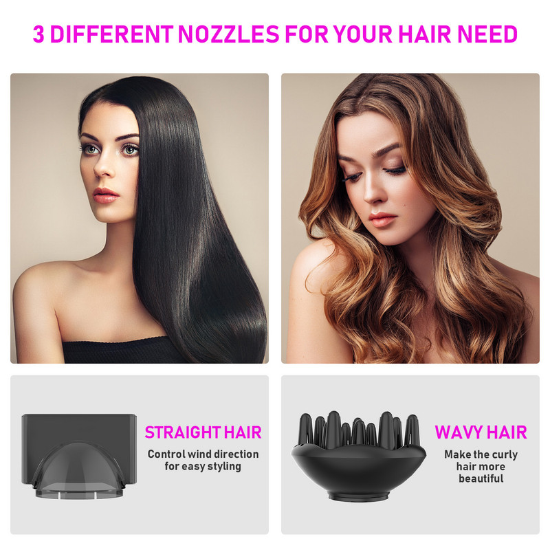 1800 W profesionalus plaukų džiovintuvas karštas ir šaltas stiprus oras greitas džiovinimas, galingas neigiamas joninis plaktukas, difuzorius elektrinis plaukų džiovintuvas