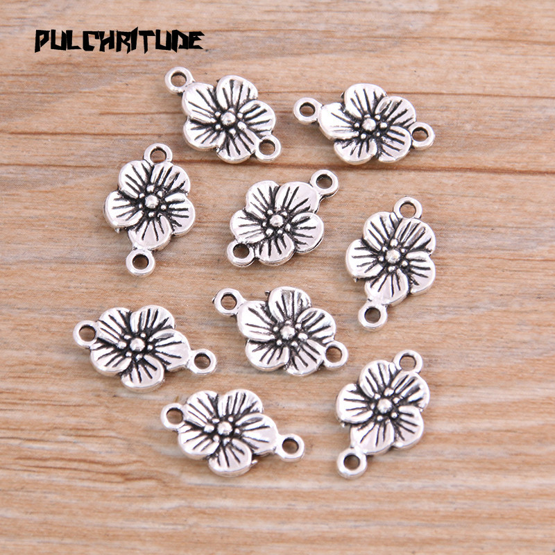 20PCS 11*18mm Novi proizvod Dvobojni cvjetni privjesak Konektor Nakit Metalna legura Označavanje nakita