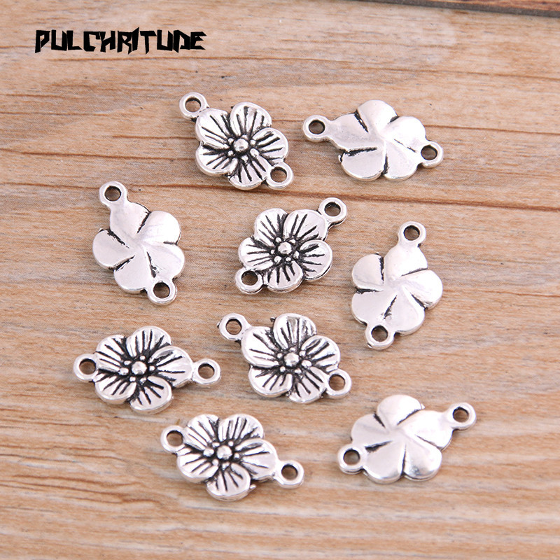 20PCS 11*18mm Novi proizvod Dvobojni cvjetni privjesak Konektor Nakit Metalna legura Označavanje nakita