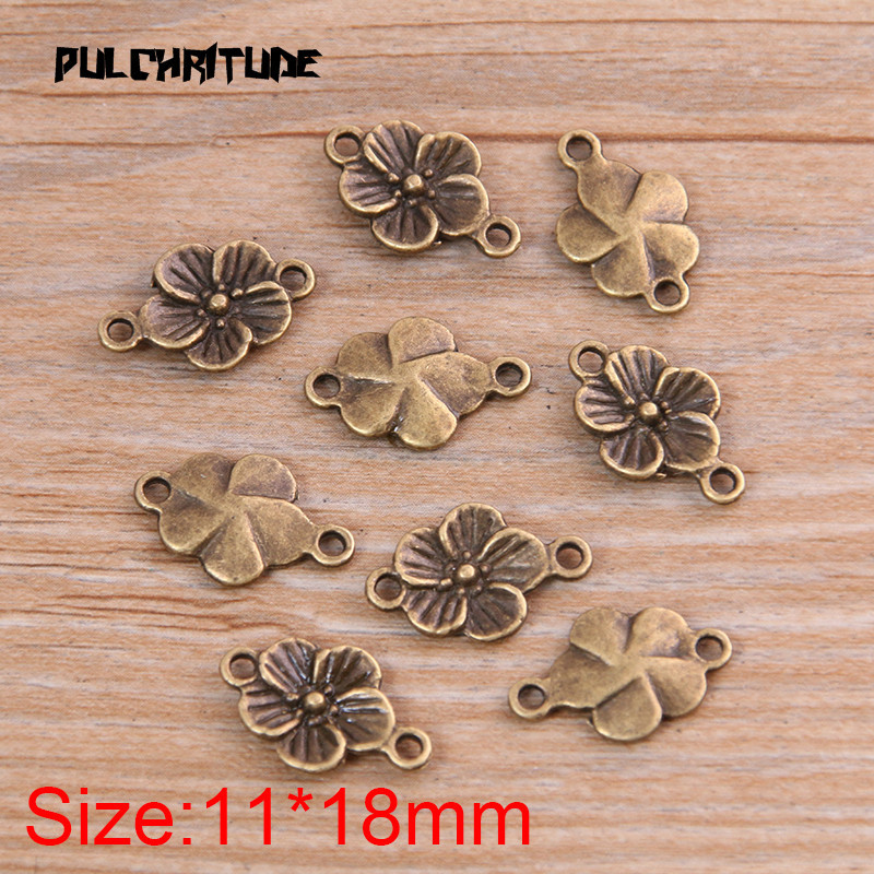 20PCS 11*18mm Novi proizvod Dvobojni cvjetni privjesak Konektor Nakit Metalna legura Označavanje nakita