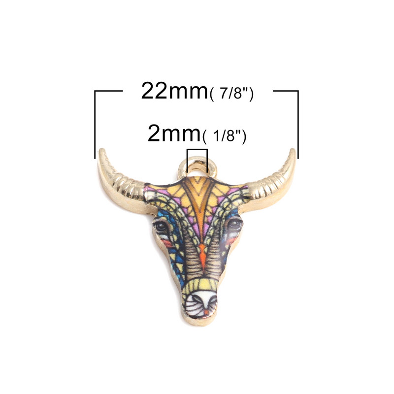 10 komada kravlji privjesci od legure na bazi cinka višebojni emajl privjesci životinjski privjesci zlatne boje 22* 21 mm za izradu nakita „uradi sam“