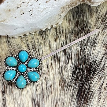 ΜΑΛΛΙΕΣ ΜΠΟΜΠΙ ΠΙΝΕΣ | Western Turquoise Hair Pin Clips Barrette Bling Γυναικεία Αξεσουάρ μαλλιών για κορίτσια Boho Cowgirl Τυρκουάζ φουρκέτα