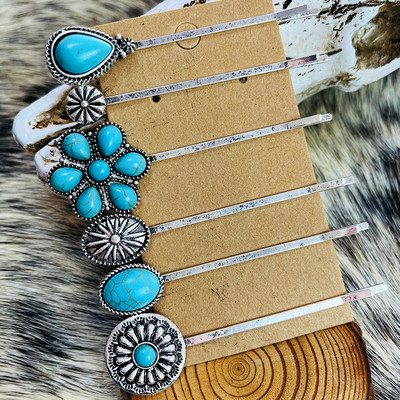 UKOSNICE ZA KOSU | Western tirkizna ukosnica, kopče, ukosnica Bling, ženski dodaci za kosu za djevojčice Boho kaubojka, tirkizna ukosnica