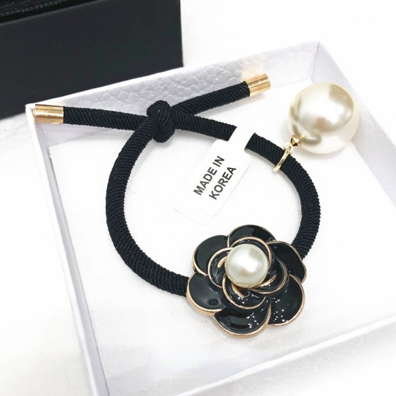 Korejske modne šifonske gumice za kosu Temperament Elegantna francuska kamelija Biserna kravata za debelo crijevo Uže za glavu Gumica Dodaci