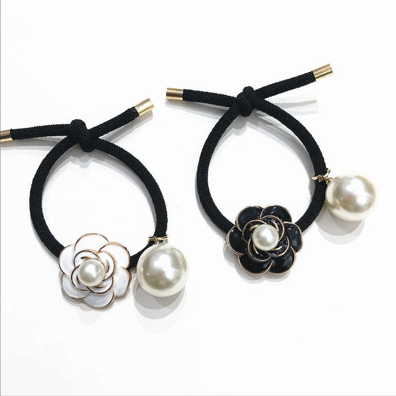 Korejske modne šifonske gumice za kosu Temperament Elegantna francuska kamelija Biserna kravata za debelo crijevo Uže za glavu Gumica Dodaci