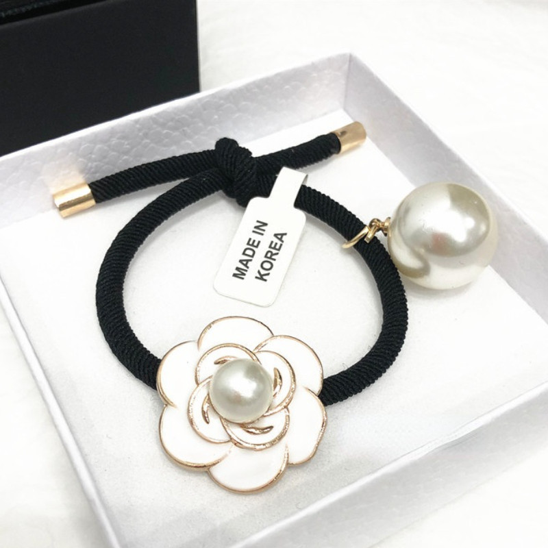 Korejske modne šifonske gumice za kosu Temperament Elegantna francuska kamelija Biserna kravata za debelo crijevo Uže za glavu Gumica Dodaci