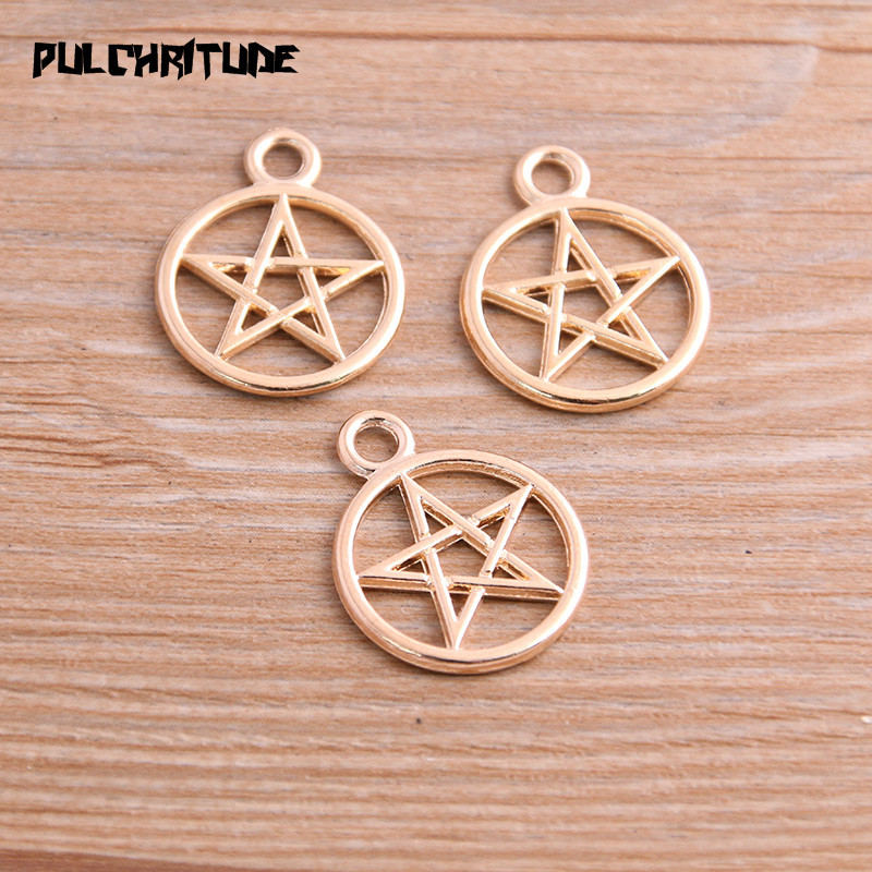 10 tk 20 * 25 mm uus kolm värvi pentagrammi võlusid ümmargused ripatsid isetegemise ehete jaoks käsitsi valmistatud aksessuaar