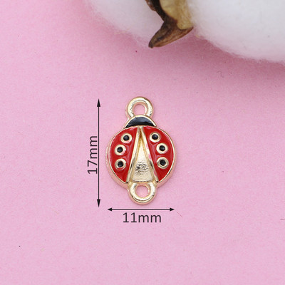 10 db aranyozott zománcozott virág katicabogár varázslat csatlakozók ékszerkészítéshez karkötő kiegészítők, barkács leletek 18x15mm
