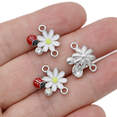 10 db aranyozott zománcozott virág katicabogár varázslat csatlakozók ékszerkészítéshez karkötő kiegészítők, barkács leletek 18x15mm