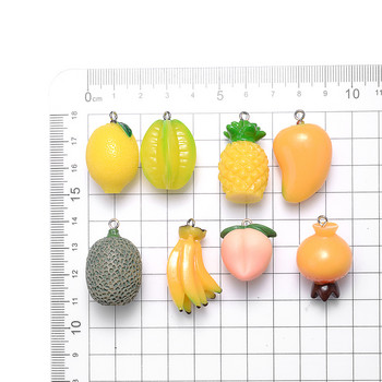 5 τμχ Mix Fruit Resin Charms Τρισδιάστατα μενταγιόν με λεμόνι με αβοκάντο φράουλα για σκουλαρίκι κολιέ DIY Fashion Χειροποίητα αξεσουάρ κοσμημάτων
