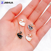 15db Drop Oil Swan Charms Zománc Medálok Ékszerkészítéshez Női Fülbevalók Karkötők Nyakláncok Barkács kézzel készített kiegészítők
