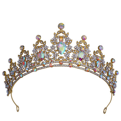 KMVEXO Esküvői Haj Tiara Kristály Menyasszonyi Korona Arany Szín Diadem Fátyol Tiaras Esküvői Haj Kiegészítők Fejfedők Fejékszerek