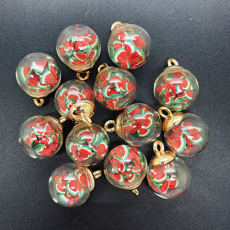 НОВИ Направи си сам 8PCS 16MM Мини стъклени бутилки с плодове Мека керамика Висулка Орнаменти Изработка на бижута