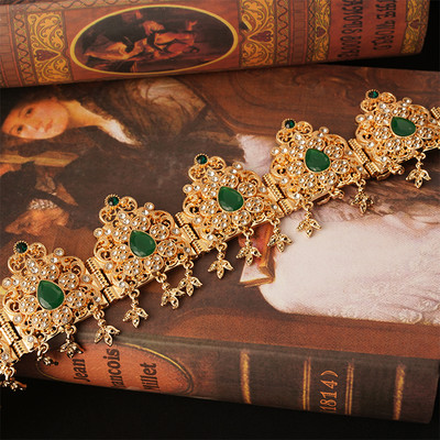 Marokansko vjenčanje Perle za kosu Nakit Traka za glavu od kristala u zlatnoj boji Cvjetna ogrlica Alžirska kruna, ženski dar