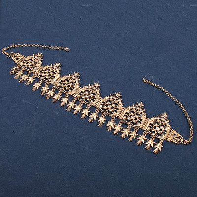 Marokansko vjenčanje Perle za kosu Nakit Traka za glavu od kristala u zlatnoj boji Cvjetna ogrlica Alžirska kruna, ženski dar