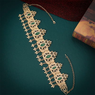 Marokansko vjenčanje Perle za kosu Nakit Traka za glavu od kristala u zlatnoj boji Cvjetna ogrlica Alžirska kruna, ženski dar