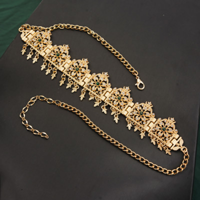 Marokansko vjenčanje Perle za kosu Nakit Traka za glavu od kristala u zlatnoj boji Cvjetna ogrlica Alžirska kruna, ženski dar