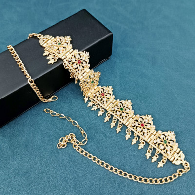 Marokansko vjenčanje Perle za kosu Nakit Traka za glavu od kristala u zlatnoj boji Cvjetna ogrlica Alžirska kruna, ženski dar