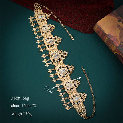 Marokansko vjenčanje Perle za kosu Nakit Traka za glavu od kristala u zlatnoj boji Cvjetna ogrlica Alžirska kruna, ženski dar