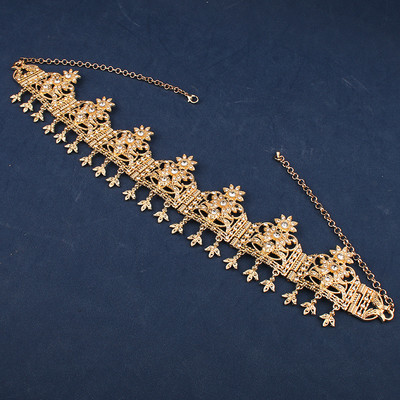 Marokansko vjenčanje Perle za kosu Nakit Traka za glavu od kristala u zlatnoj boji Cvjetna ogrlica Alžirska kruna, ženski dar