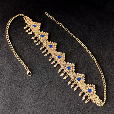 Marokansko vjenčanje Perle za kosu Nakit Traka za glavu od kristala u zlatnoj boji Cvjetna ogrlica Alžirska kruna, ženski dar