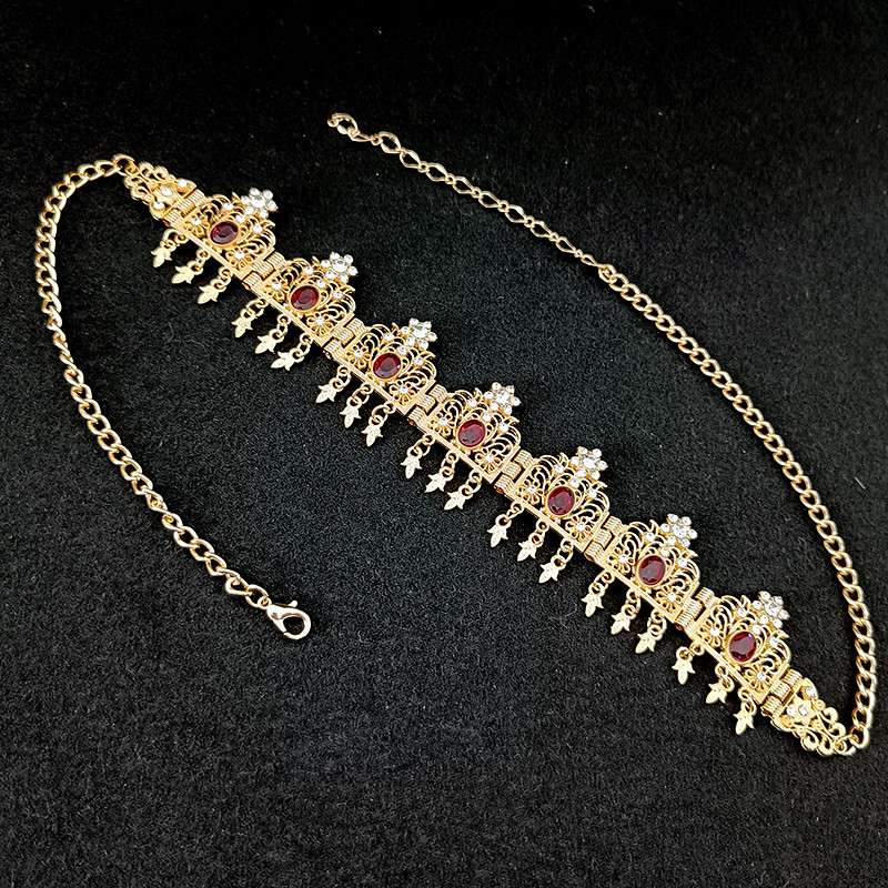 Marokansko vjenčanje Perle za kosu Nakit Traka za glavu od kristala u zlatnoj boji Cvjetna ogrlica Alžirska kruna, ženski dar