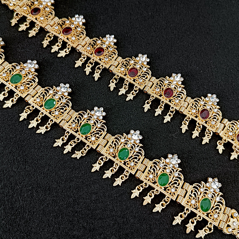 Marokansko vjenčanje Perle za kosu Nakit Traka za glavu od kristala u zlatnoj boji Cvjetna ogrlica Alžirska kruna, ženski dar