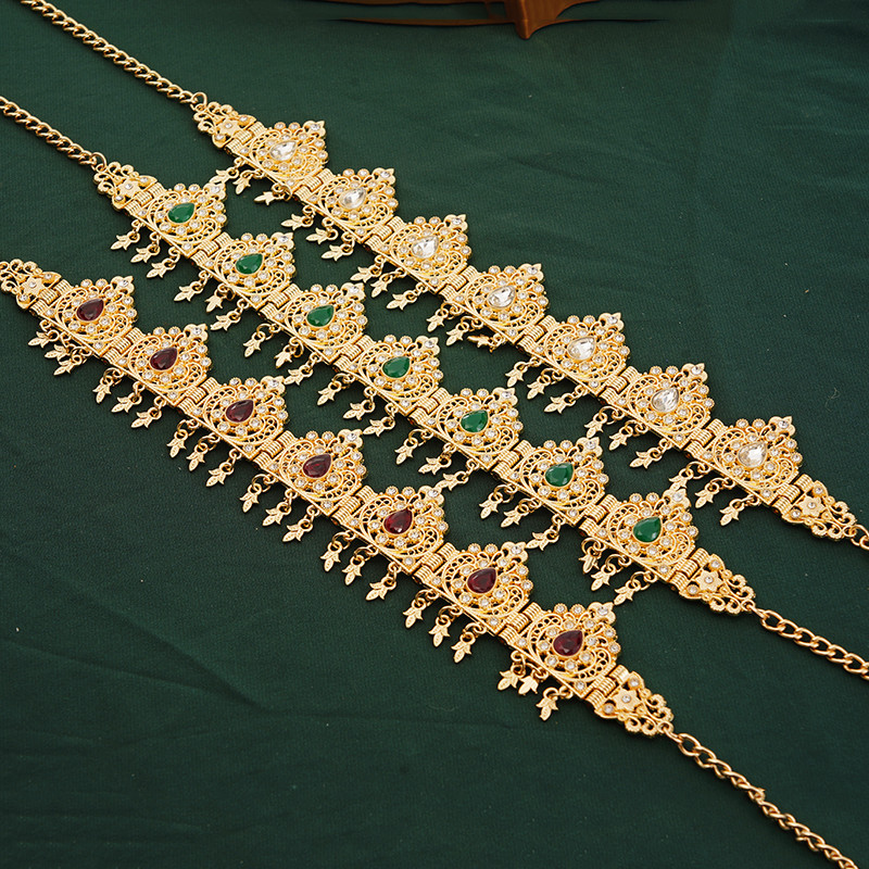 Marokansko vjenčanje Perle za kosu Nakit Traka za glavu od kristala u zlatnoj boji Cvjetna ogrlica Alžirska kruna, ženski dar