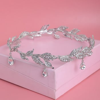 Πολυτελή Crystal Crown Νυφικά Αξεσουάρ Μαλλιά Γάμου Rhinestone Waterdrop Leaf Tiara Crown Headband Frontlet Brides Hair Jewelry