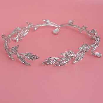 Πολυτελή Crystal Crown Νυφικά Αξεσουάρ Μαλλιά Γάμου Rhinestone Waterdrop Leaf Tiara Crown Headband Frontlet Brides Hair Jewelry