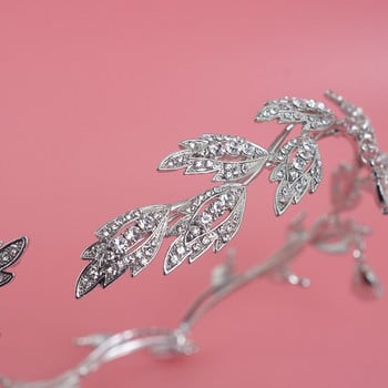 Πολυτελή Crystal Crown Νυφικά Αξεσουάρ Μαλλιά Γάμου Rhinestone Waterdrop Leaf Tiara Crown Headband Frontlet Brides Hair Jewelry