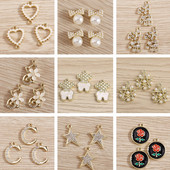 5 bucăți Brelocuri elegante de urs cu animale de cristal pentru realizarea de bijuterii Brelocuri cu flori de stea, lună, pandantive pentru coliere, cercei, accesoriu