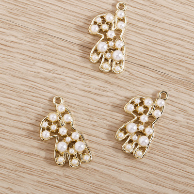 5 bucăți Brelocuri elegante de urs cu animale de cristal pentru realizarea de bijuterii Brelocuri cu flori de stea, lună, pandantive pentru coliere, cercei, accesoriu