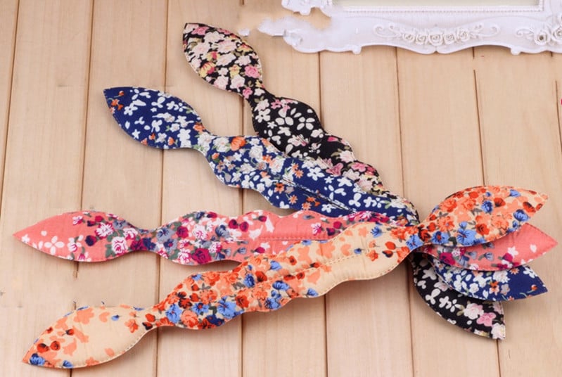 Жени Bunny Ear Sponge Hair Twist Styling Clip Stick Bun Maker Braid Magic Tools Аксесоари Женска лента за коса на точки на цветя
