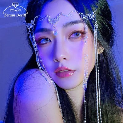 Luksuzno romantično vjenčanje lančić za čelo s resama od kamenčića Sjajni kristalni božićni ukrasi za glavu Svadbeni dodaci Nakit Darovi