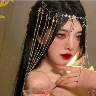 Luksuzno romantično vjenčanje lančić za čelo s resama od kamenčića Sjajni kristalni božićni ukrasi za glavu Svadbeni dodaci Nakit Darovi