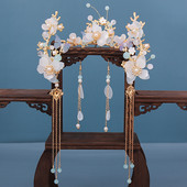 Kineski Hanfu set dodataka za kosu, starinske ukosnice s dugim resama, cvjetni ručno rađeni štapići za kosu, tradicionalni retro nakit