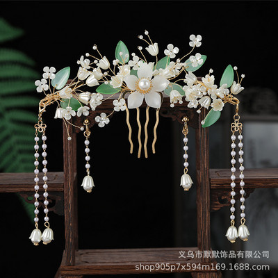 Kineski Hanfu set dodataka za kosu, starinske ukosnice s dugim resama, cvjetni ručno rađeni štapići za kosu, tradicionalni retro nakit