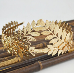 Barokna traka za glavu u zlatnoj boji Pokrivalo za glavu Kruna Tijara Pokrivalo za glavu Rimska božica Grčka glava Nakit Mladenka Vjenčani dodaci za kosu