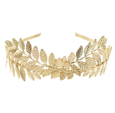Barokna traka za glavu u zlatnoj boji Pokrivalo za glavu Kruna Tijara Pokrivalo za glavu Rimska božica Grčka glava Nakit Mladenka Vjenčani dodaci za kosu